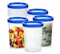 PORFOYO 10 recipientes de plástico con tapa, 1000 ml, recipientes de plástico con tapa, vasos de almacenamiento reutilizables, para alimentos a prueba de fugas, contenedores deli