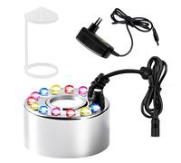 PORFOYO 12 LED Nebulizador ultrasónico, nebulizador ultrasónico, mini nebulizador de niebla, acuario, máquina de niebla para fuentes de agua, Halloween, estanques, wigwams, acuarios (plata)