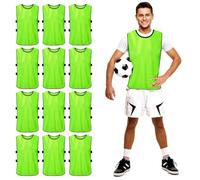 PORFOYO: 12 Piezas Petos Deportivos Transpirables Chaleco De Entrenamiento Futbol, Petos De Fútbol Camisetas, Chasuble Chaleco Deportivo, Chalecos De Entrenamiento Unisex Adulto Verde Fluorescente