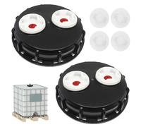PORFOYO 2 cubiertas para depósito IBC de 163 mm con orificios de ventilación dobles, tapa ventilada, incluye 4 piezas de repuesto para depósito de agua de 1000 l