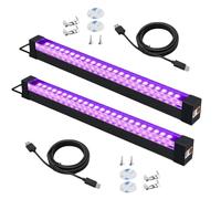 PORFOYO 2 piezas LED luz negra, barras de luz negra portátil UV tubo luz lámpara púrpura LED UV tubo para noche, pintura flúo, cartel fluorescente, Halloween, Navidad
