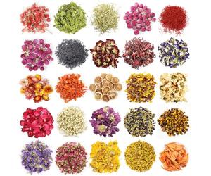 PORFOYO 25 Tipos Flores Secas Naturales,Naturales Flores Secas Manualidades,Flores Secass Mezcladas para Manualidades Tarjetas Álbum Recorte Velas