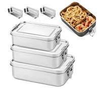 PORFOYO 3 fiambreras de acero inoxidable con compartimentos, 850 ml, 1400 ml, 2400 ml, acero inoxidable, recipiente con tapa, cajas bento de acero inoxidable 304 con compartimentos, fiambrera para