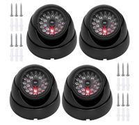 PORFOYO 4 piezas de cámara falsa, cámara falsa con LED rojo parpadeante, cámara de vigilancia falsa, cámara de vigilancia falsa, resistente a la intemperie, cámara falsa para el hogar y la oficina