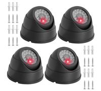 PORFOYO 4pcs Cámara simulada, cámaras domo ficticia, cámaras de vigilancia al aire libre con luz LED intermitente, para uso interior exterior negro