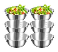 PORFOYO 6 cuencos de acero inoxidable, 700 ml, ensaladera, juego de ensaladera, diámetro de 17 cm, cuencos de acero inoxidable con marcas de medición para cereales, cuenco para salsas, aperitivos