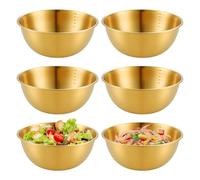 PORFOYO 6 cuencos de acero inoxidable, diámetro de 19,5 cm, ensaladera, tazones para mezclar, ensaladera, cuencos de acero inoxidable con marcas de medición para cuenco de cereales, cuenco para salsas