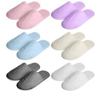 PORFOYO 6 pares de zapatillas desechables suaves de terciopelo coral, zapatillas de hotel unisex, zapatillas de invitados para spa, baño, viajes, eventos y fiestas - Zapatillas de spa cómodas
