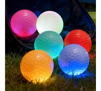 PORFOYO 6 pelotas de golf luminosas, pelotas de golf nocturnas, reutilizables, para entrenamiento nocturno y tiro de larga distancia, rojo, amarillo, verde, azul, blanco, rosa