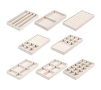 PORFOYO 8 bandejas para joyas, organizador de joyas, cajón, organizador de joyas, cajones para pendientes, anillos, pulseras, broches, collares, beige