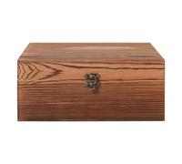 Porfoyo Caja de madera con tapa 28 × 24 × 10 cm, cofre del tesoro de madera vintage, caja de madera decorativa vintage, cofre de madera con tapa, caja conmemorativa, cofre del tesoro madera para