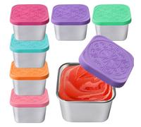 PORFOYO Caja para aperitivos de acero inoxidable, 6 unidades, 180 ml, recipientes de almacenamiento con tapa, pequeños, prácticos recipientes para salsas de cocina para aderezos y aperitivos, cajas de
