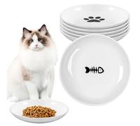 PORFOYO Comedero para gatos de cerámica, 6 unidades, cerámica, para gatos, comederos para gatos, cuencos planos para gatos, cuencos para gatos, cuencos para gatos, cuenco para agua, cuenco para gatos