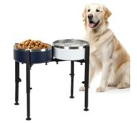 PORFOYO Comedero para perros elevado, soporte elevado, comedero para perros con altura y ancho ajustables, comederos elevados para perros, comedero de metal elevado para perros grandes, medianos y