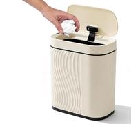 PORFOYO Cubo de basura automático con tapa, 8 L, con sensor, a prueba de olores, para baño, cocina y oficina, silencioso y resistente al agua, color blanco