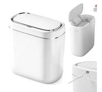 PORFOYO Cubo de basura inteligente con sensor 9L, 25,5 × 14 × 27 cm, con sensor USB-C con tapa, para oficina, baño, cocina, dormitorio, blanco