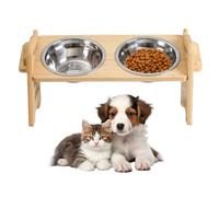 Porfoyo - Cuenco para gatos elevado, 42,5 x 16,5 x 19,5 cm, soporte de alimentación para perros con 2 cuencos de acero inoxidable, 500 ml, alimentador para gatos y perros pequeños