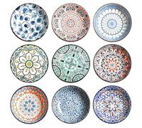 PORFOYO Cuencos Aperitivos, 9 Unidades Cuencos Para Salsa, Vajillas de Porcelana, Cuencos para Salsa de Soja, para Aperitivos, Sushi, Salsas de Soja, Especias y Postre