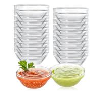 PORFOYO Cuencos de postre de cristal, 20 cuencos para salsas de 75 ml, cuencos pequeños de cristal de 7,5 cm, redondos, mini cuencos para salsas, aliños, aperitivos, mermeladas, lavavajillas y