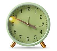 PORFOYO Despertador Analógico, Reloj Despertador Analógico, Reloj Despertador Sin Tic, Reloj De Mesa, Despertador Silencioso, Despertador Retro para Casa Oficina Dormitorio(Verde)