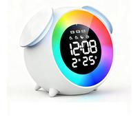 PORFOYO Despertador infantil, despertador con luz, despertador digital con luz nocturna, entrenador de sueño para niños y niñas con alarma dual, repetición y temporizador, luz de cambio de color