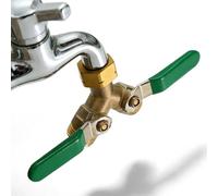 PORFOYO Distribuidor en Y de 2 vías, distribuidor de agua de 2 vías, divisor de latón de 3/4 pulgadas, distribuidor de agua de 2 vías, distribuidor de agua de gran flujo de 3/4 pulgadas con válvula de