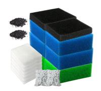 PORFOYO Esponja de filtro para acuario, juego de medios de filtro compatible con Juwel Bioflow 3.0 M, 2 azules gruesos, 2 azules finos, 2 verdes, 2 filtros de carbón, 2 anillos de cerámica, 6 algodón