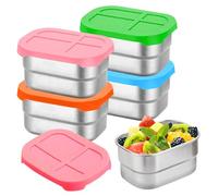 PORFOYO Fiambrera Acero Inoxidable,4 Piezas 230ml con Tapa de Silicona Tapers para Comida Hermetico A Prueba de Fugas, Fiambrera Infantil para Snacks Yogur Salsa, Lunch Box para Niños Escuela Viaje