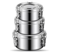 PORFOYO Fiambrera De Acero Inoxidable, 3 Piezas Fiambrera Metalica 500ml/1000ml/1500ml, fiambrera Acero Inoxidable, Para Almacenar Alimentos Para La Oficina, Picnics Y El Hogar