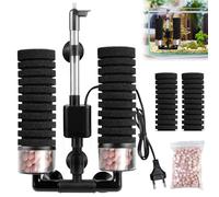 PORFOYO Filtro de esponja para acuario con 2 guata de repuesto, filtro de espuma silenciosa, filtro de acuario con bola de filtro, filtro eléctrico para acuarios de más de 60 cm