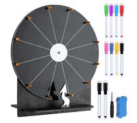 PORFOYO Gran juego de rueda de la fortuna, 30 cm, rueda de la fortuna para girar con soporte y rotulador, rueda de la fortuna para personalizar, rueda de la fortuna de madera, juego de rueda de la