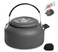 PORFOYO Hervidor de agua de 1,4 l, hervidor de agua portátil, para camping, té, té, café, con mango anticalor, para interior, exterior, camping, picnic, senderismo, color negro