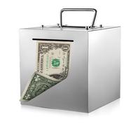 PORFOYO Hucha Ahorro, Caja de Ahorro de Monedas en Efectivo, Huchas, Hucha de Acero Inoxidable, Plata, 15*15cm, 3,000 Monedas