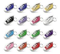 PORFOYO Juego de 16 llaveros mini zapatillas, llaveros de lona para llavero, coche y bolsos, idea de regalo para amantes de los zapatos, amistad y familia