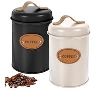 PORFOYO Juego de 2 latas de café, recipientes herméticos de 1200 ml, almacenamiento de granos de café y cápsulas de café, recipiente de metal para café, resistente al óxido y la humedad