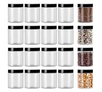 PORFOYO Juego de 20 tarros de plástico de 120 ml, recipientes de plástico con tapa, tarros de almacenamiento transparentes para especias, cereales, dulces