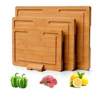 PORFOYO Juego De 3 Tablas Cortar Madera, 40, / , /25, Tabla Madera Con Soporte Y Ranura Para Zumo, Carne, Fruta Queso, 8 X 1, 4 17, 32 22 7 28 5 Cm, Cm