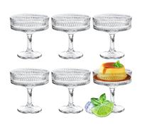 PORFOYO Juego de 6 copas de cóctel vintage de 200 ml con ranuras como cuencos de champán, margarita de champán, copas de champán, copas de champán para bar, cócteles, vino y postres