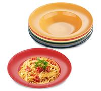 PORFOYO Juego de 6 platos hondos para pasta, platos grandes y profundos, platos de camping, 23 cm, aptos para lavavajillas, platos hondos, platos hondos para RV, fiestas, picnics, camping