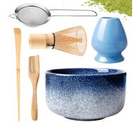 Porfoyo Juego de 6Matcha, Escoba Match, Té Japonés, Polvo Match, Batidor, Cuenco con Boquilla, Equipo de Rescate