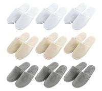 PORFOYO Juego de 9 zapatillas de hotel, zapatillas de huéspedes, zapatillas de hotel, pantuflas para invitados, para viajes, salón, casa, spa, casa, hotel, 28 x 11 cm