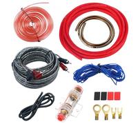 PORFOYO Juego de cables para amplificador de coche 4GA, juego de cables de amplificador de 5 metros, juego de cables de amplificador de potencia, cable de subwoofer, cable de audio para coche con