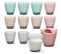 PORFOYO Juego de vasos de agua, 12 vasos de agua de plástico, 325 ml, vasos reutilizables, apilables, vasos de camping para cenas, hogar, fiestas de cumpleaños