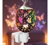 PORFOYO Lámpara de fragancia eléctrica, lámpara de aroma para cera aromática, lámpara de fusión de cera, lámpara de fragancia de vidrio eléctrico 3D para el hogar, dormitorio, oficina, yoga