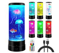 PORFOYO Lámpara de medusas, lámpara de lava, medusas, lámpara redonda para acuario, medusas con 17 modos de cambio de color, mando a distancia, lámpara de lava para luz de ambiente, luz nocturna