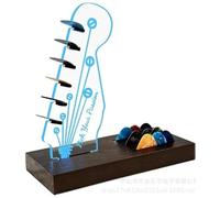 PORFOYO Light Up Guitarras Púa Holder, Accesorios de Guitarra Acrílico E Guitarra Cabeza Diseño con Base de Madera Accesorios Guitarra Accesorios para Picks Almacenamiento y Exhibición Regalo Para