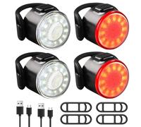 PORFOYO Luz para cochecito de bebé, 4 unidades, impermeable, iluminación para cochecito de bebé, con luz roja blanca, luces LED para cochecito de bebé, recargable por USB, luz brillante para todos los