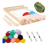 PORFOYO Marco de tejer para niños, juego de marcos de madera, 29 x 19 cm, tejido amigable para principiantes, grande para niños, marco para tejer para niños con accesorios e hilo para ideas creativas