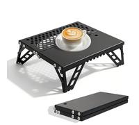PORFOYO Mesa plegable pequeña de camping, mesa de comedor plegable, mini mesa de bolsillo ultraligera de aluminio para exteriores, camping, balcón, portátil, 26,3 x 20 x 6,7 cm