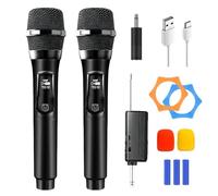 PORFOYO Micrófono inalámbrico, micrófono de karaoke, micrófono dual inalámbrico, micrófono inalámbrico recargable de mano para cantar karaoke, boda, Dj, fiesta, discurso, iglesia, enseñanza